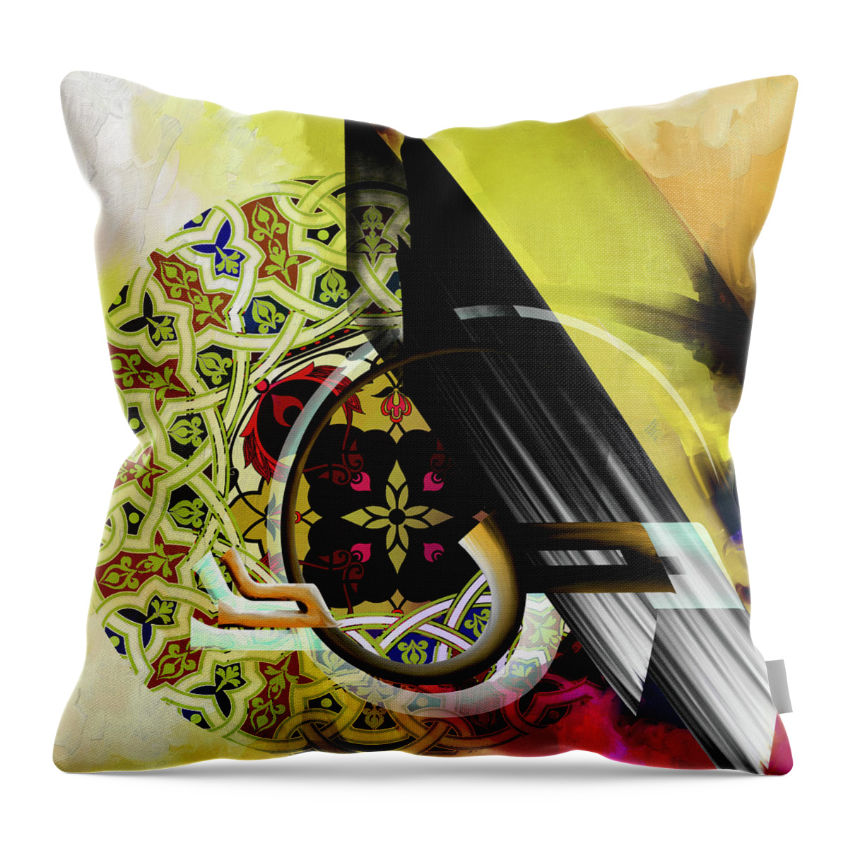 Abstract Throw Pillow featuring the painting Calligraphy 103 2 1 by Mawra Tahreem