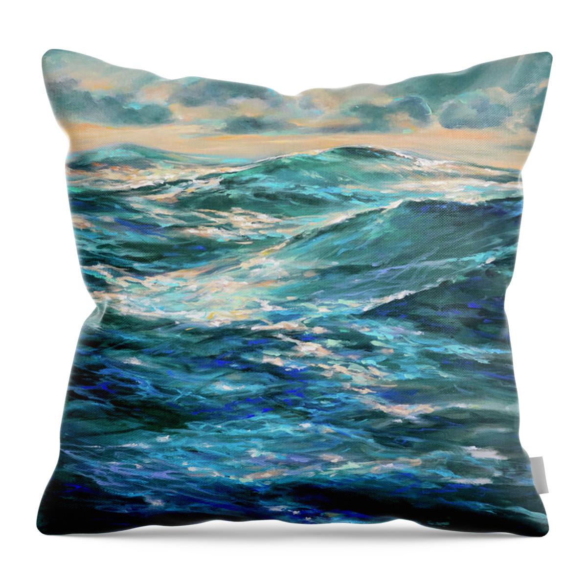Ocean Throw Pillow featuring the painting Calm Before by Linda Olsen