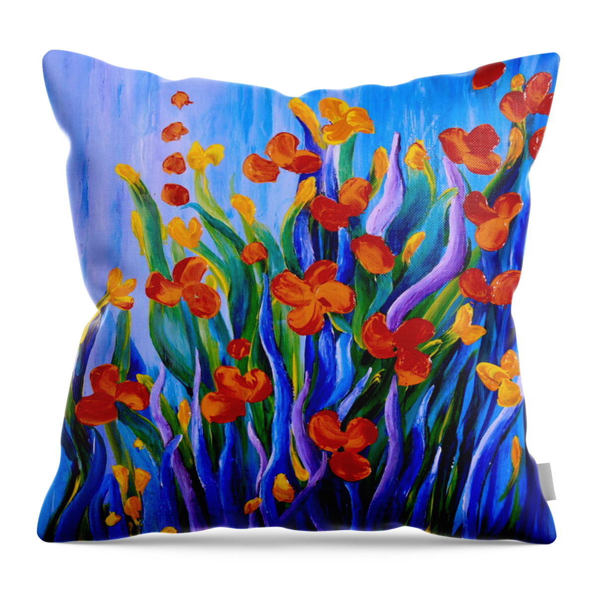 Floral Throw Pillow featuring the painting Calm by Teresa Wegrzyn