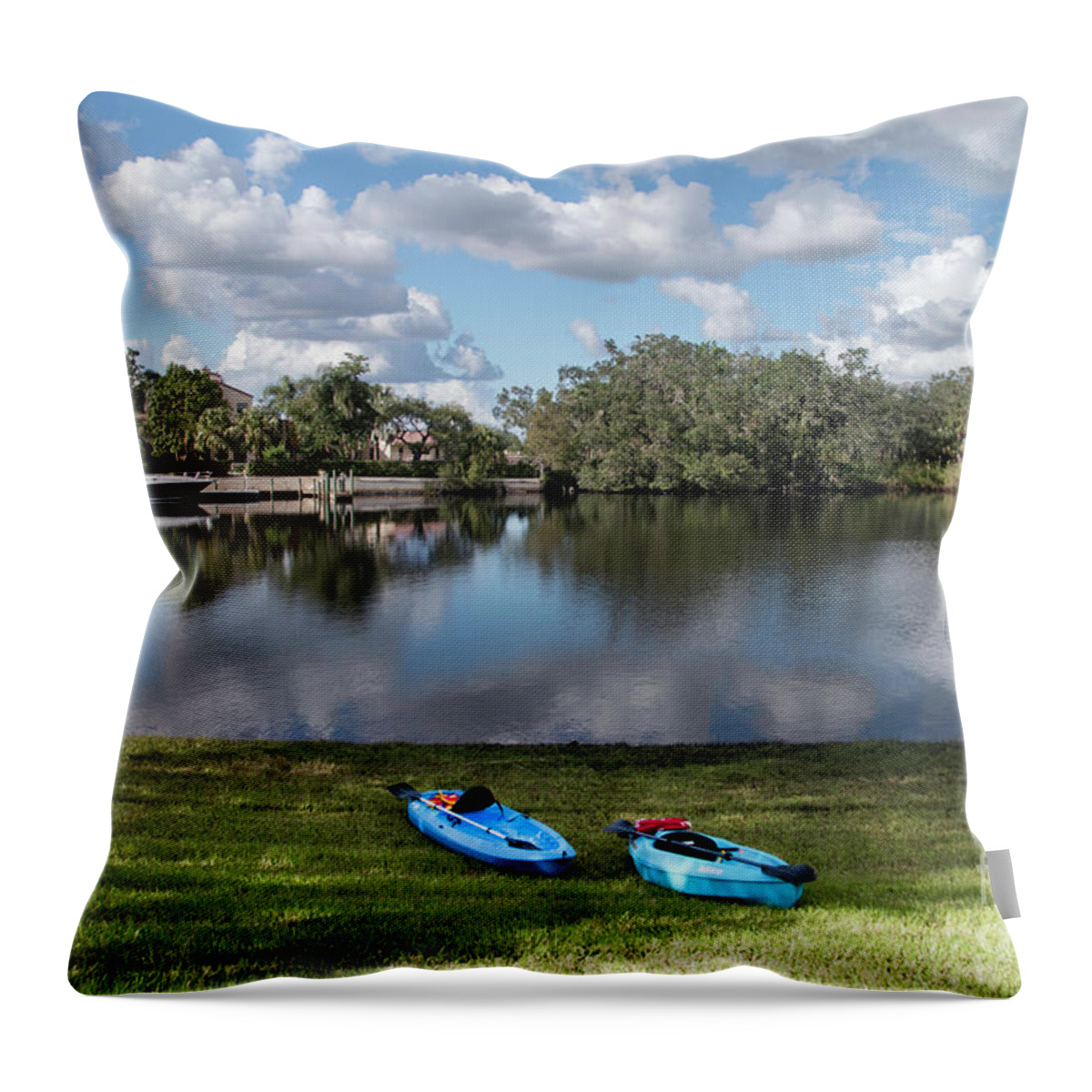 River Throw Pillow featuring the photograph Caloosahatchee Kayaking by Judy Hall-Folde