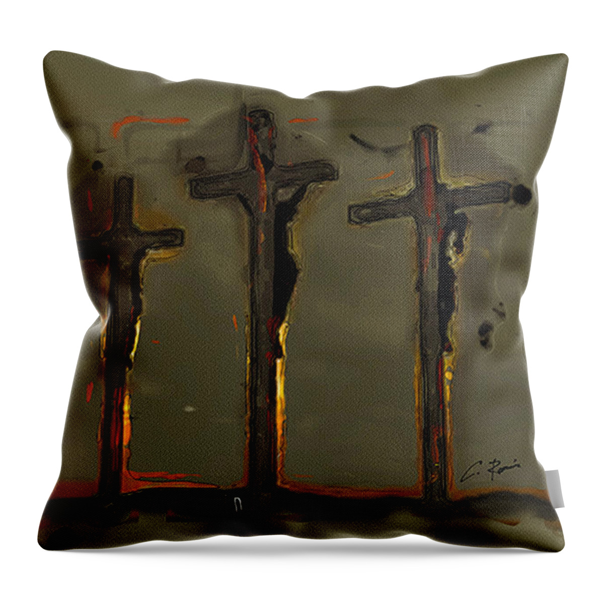 Calvary Throw Pillow featuring the digital art Calvary by Charlie Roman