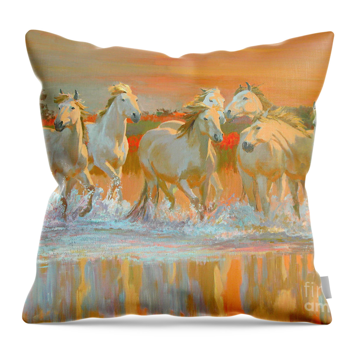 Wild; Horse Throw Pillow featuring the painting Camargue by William Ireland