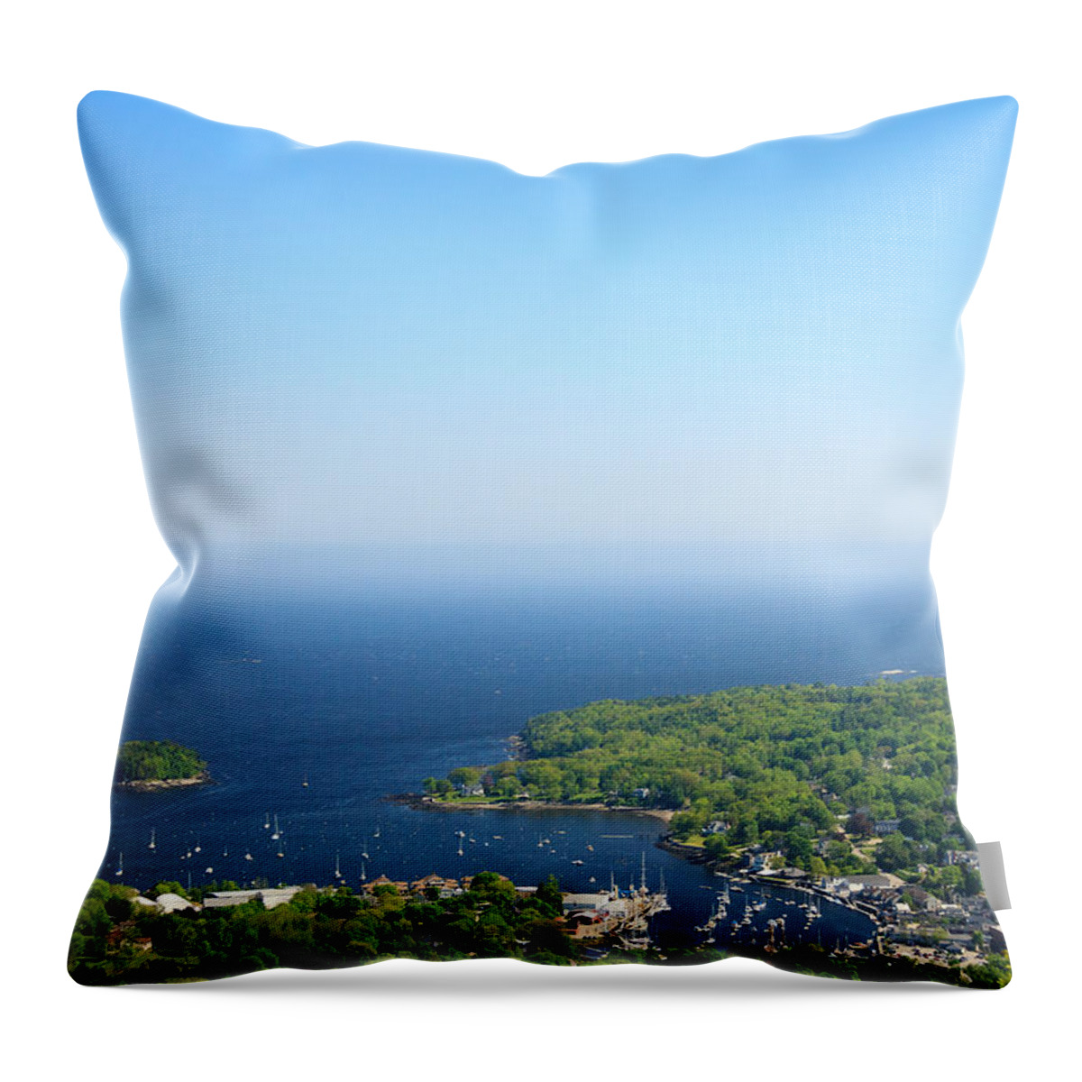 Camden Throw Pillow featuring the photograph Camden Harbor from Mount Battie Overlook by Joni Eskridge