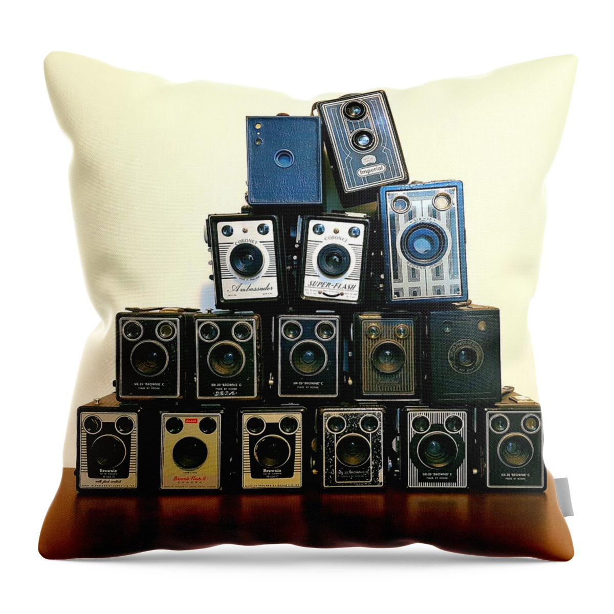 Camera Throw Pillow featuring the photograph Camera Stack by Keith Hawley