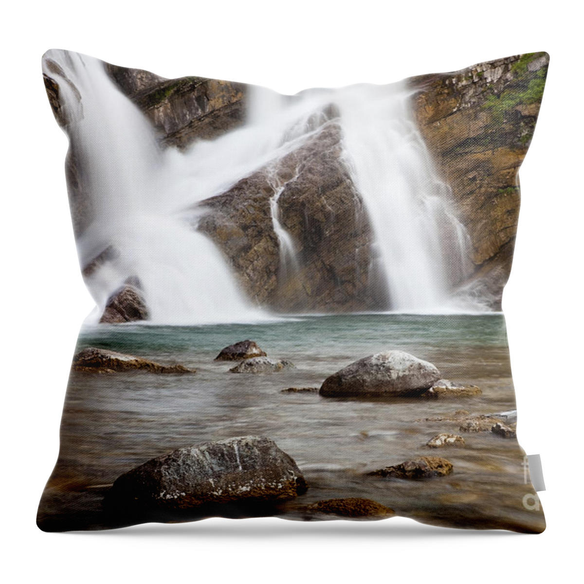 Canada Throw Pillow featuring the photograph Cameron Falls in Waterton Lakes National Park by Bryan Mullennix