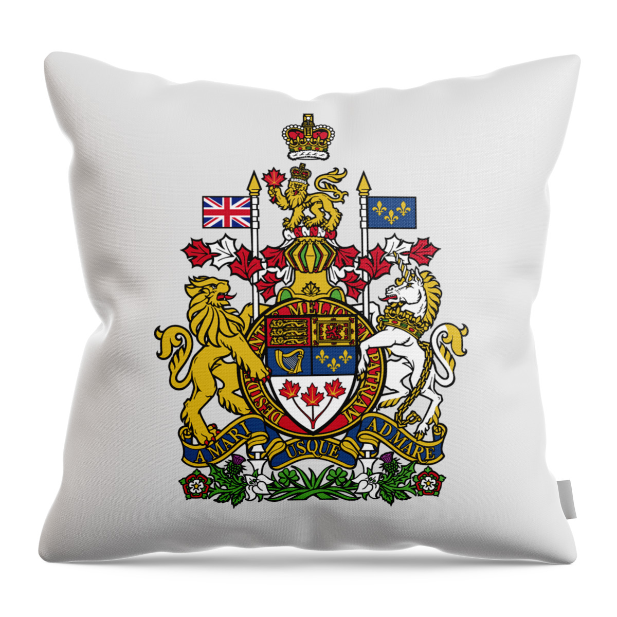 Canada Throw Pillow featuring the drawing Canada Coat of Arms by Movie Poster Prints
