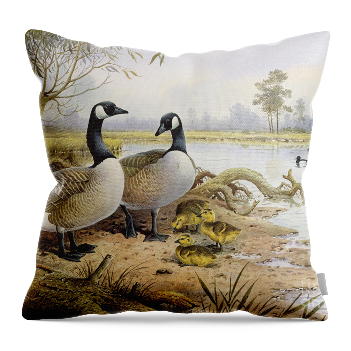 Canada Geese Throw Pillow featuring the painting Canada Geese by Carl Donner