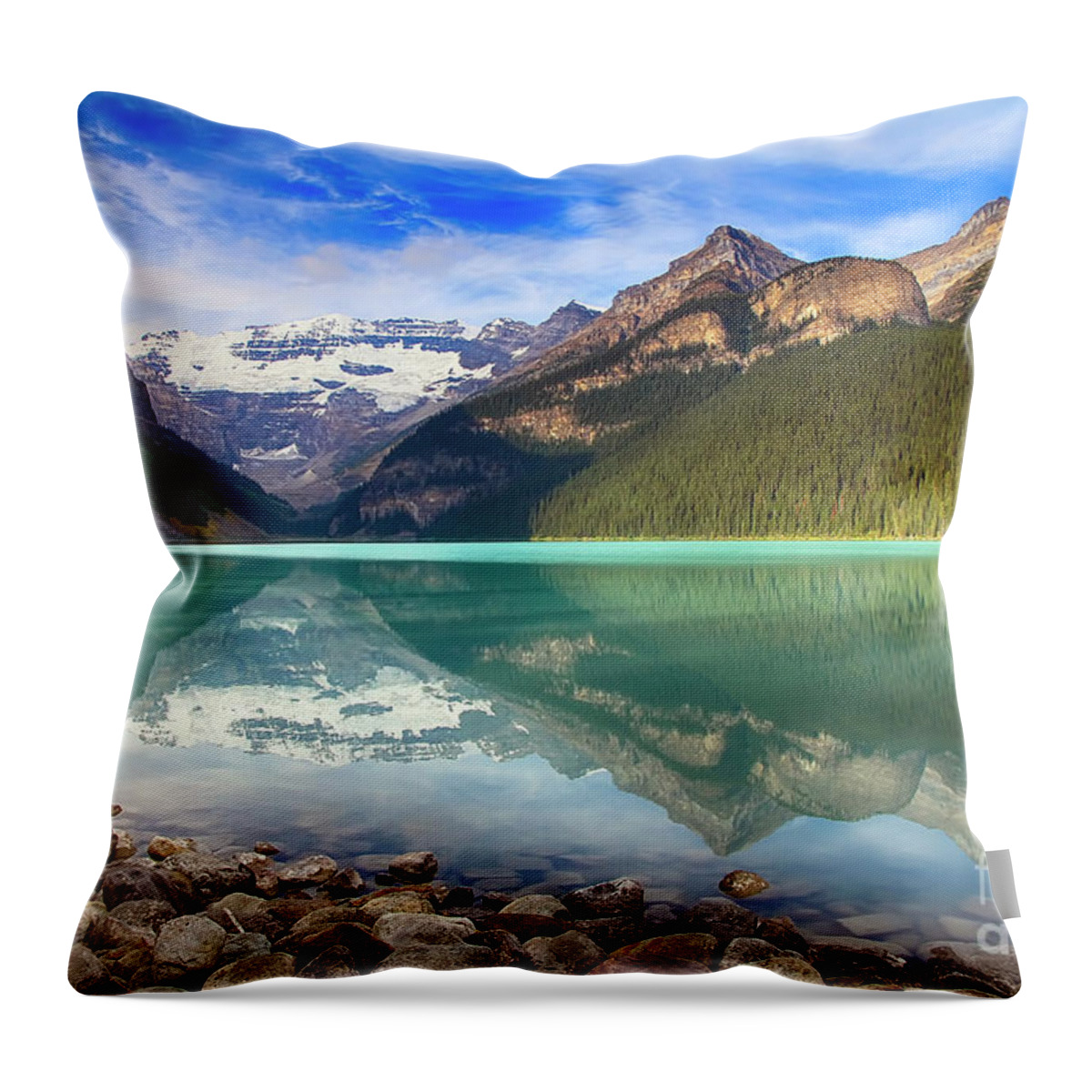 Lake Louise Throw Pillow featuring the photograph Canadian Diamond in Wilderness by Teresa Zieba