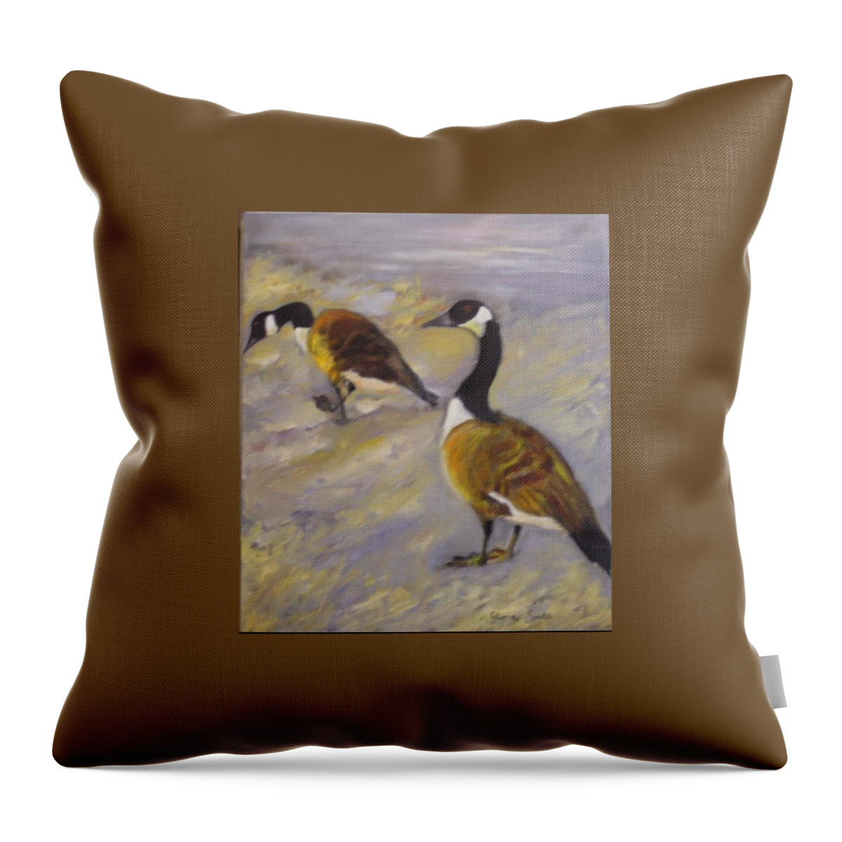 Throw Pillow featuring the painting Canadian geese by Gloria Smith