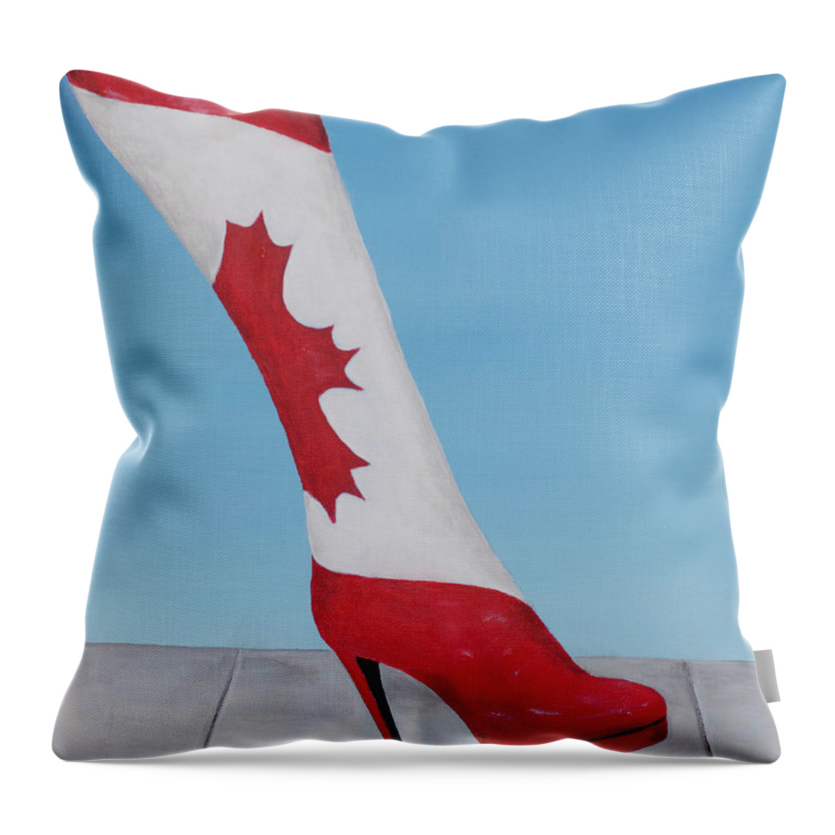 Canada150 Throw Pillow featuring the painting Canadian Kinky Boot by Laurel Best