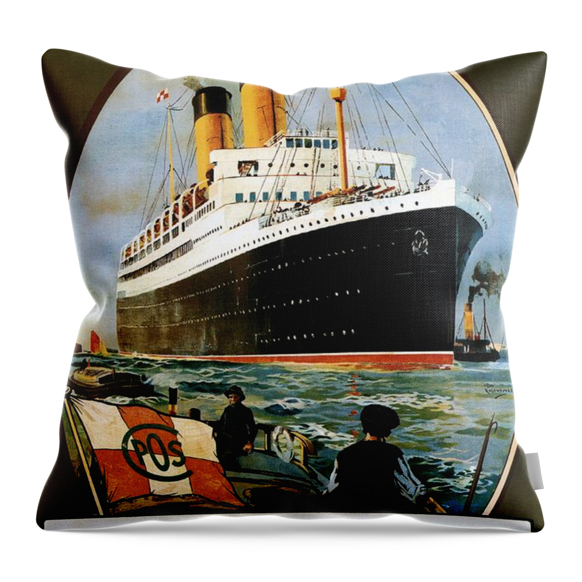 Canadian Pacific Throw Pillow featuring the mixed media Canadian Pacific - Canada, USA, Japan, China and Australia - Retro travel Poster - Vintage Poster by Studio Grafiikka