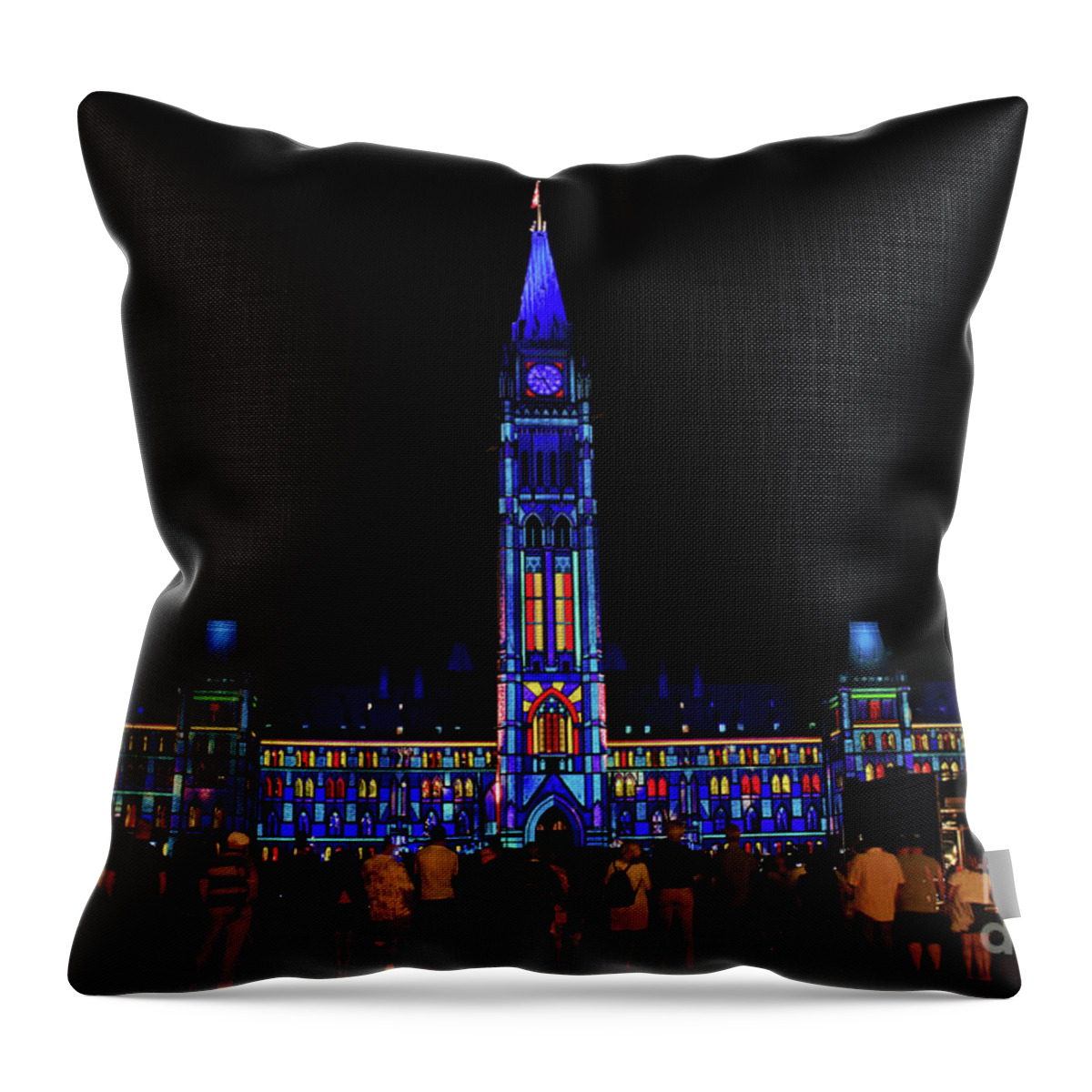 Ottawa Throw Pillow featuring the photograph Canadian Parliament Light Show by Charline Xia
