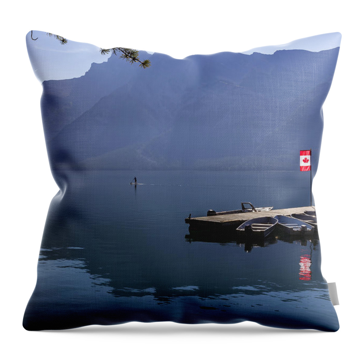 Canadian Serenity Throw Pillow featuring the photograph Canadian Serenity by Angela Stanton
