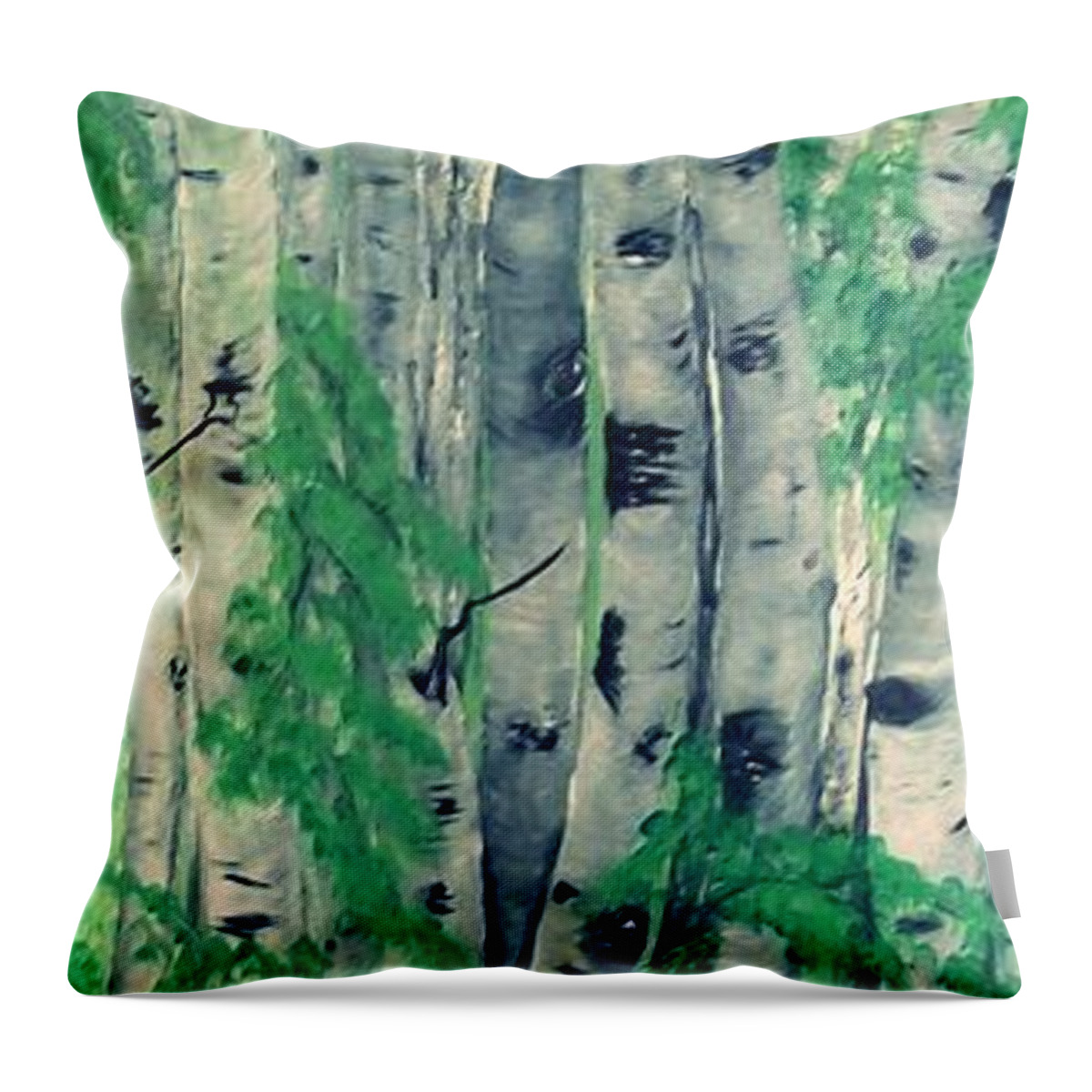 Poplar Throw Pillow featuring the painting Canadian White Poplar by Sharon Duguay