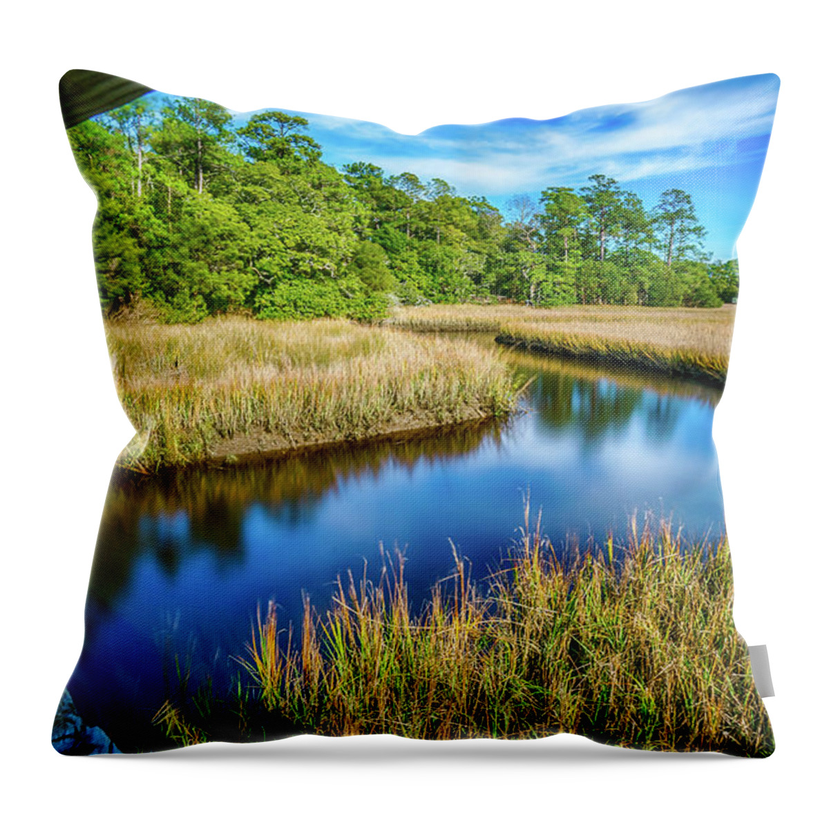 Marsh Throw Pillow featuring the photograph Canals Bend by David Smith