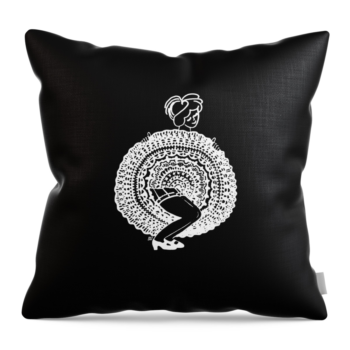 Cancan Throw Pillow featuring the digital art Cancan Girl in White Transparent Background by Barbara St Jean