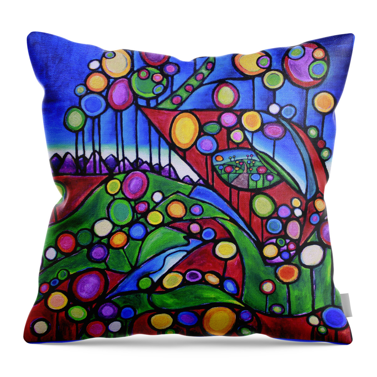 Whimsical Throw Pillow featuring the painting Candy Valley by Winona's Sunshyne