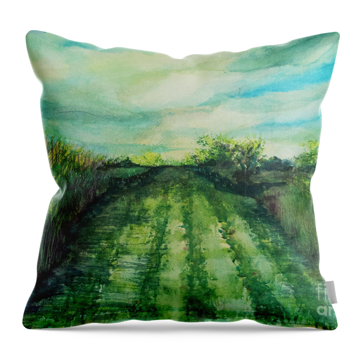 Landscape Throw Pillow featuring the painting Cane Road by Francelle Theriot