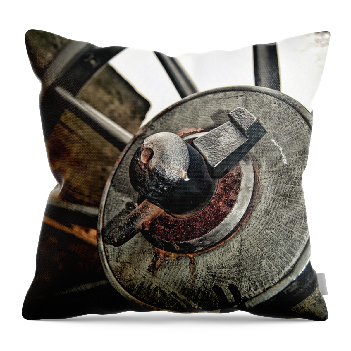 Cannon Throw Pillow featuring the photograph Cannon Wheel by Amber Flowers