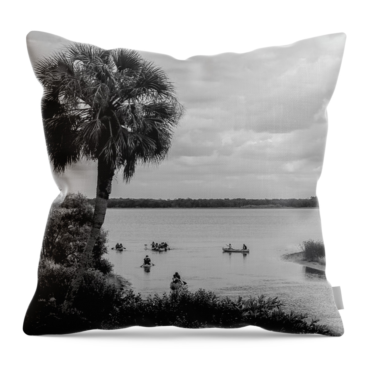 Photo For Sale Throw Pillow featuring the photograph Canoes on Upper Lake by Robert Wilder Jr