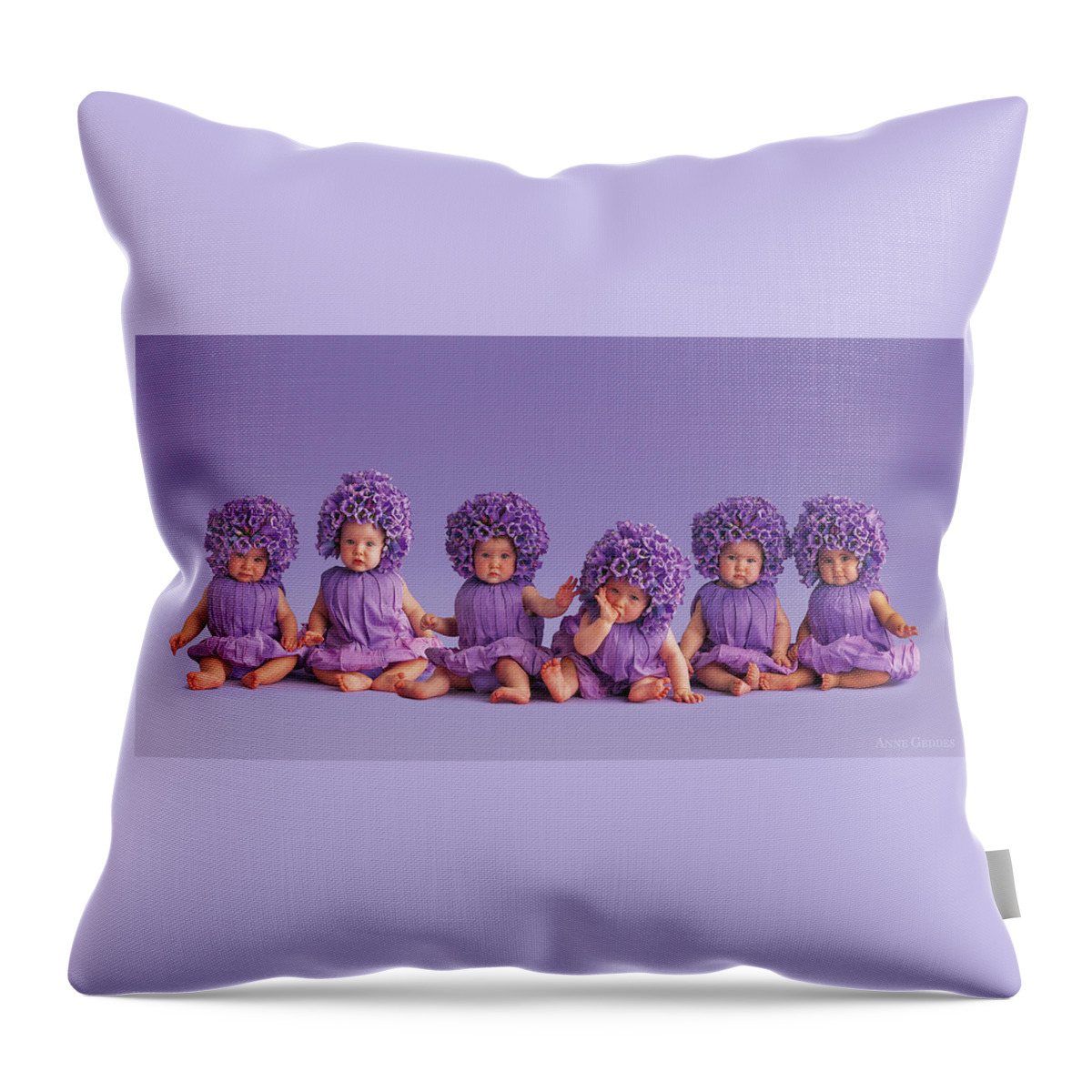 Purple Throw Pillow featuring the photograph Cantebury Bells by Anne Geddes