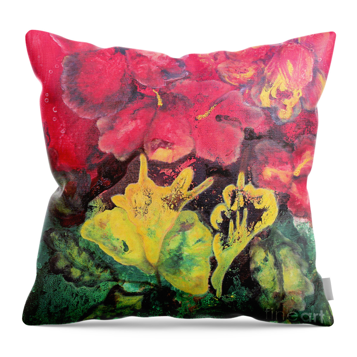 Mexican Art Throw Pillow featuring the painting Canto al Color by Sonia Flores Ruiz