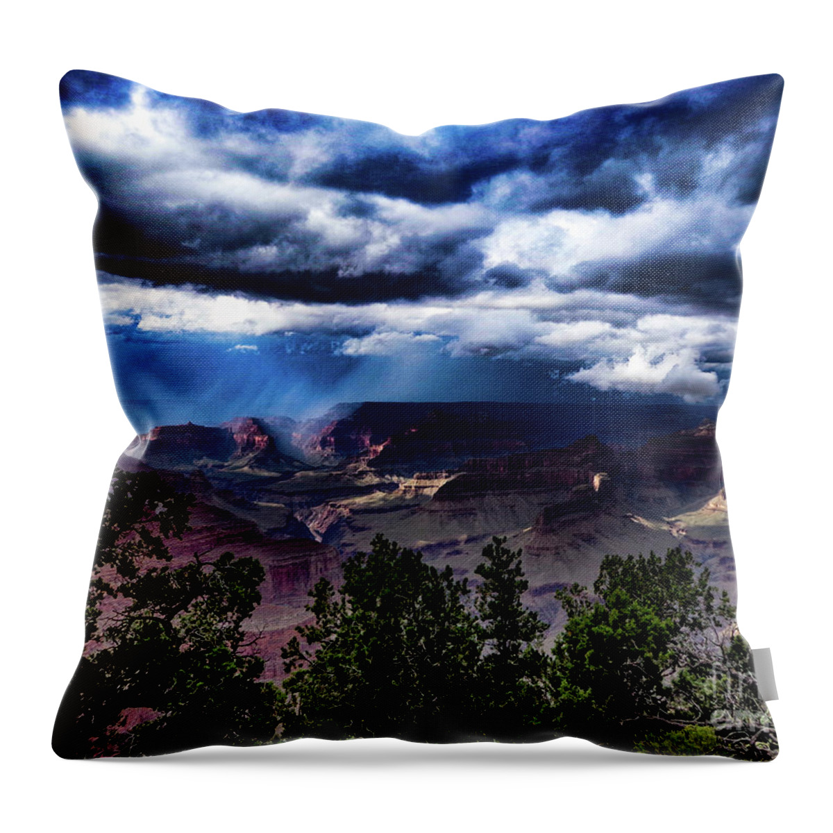 Landscape Throw Pillow featuring the photograph Canyon Rains by Adam Morsa