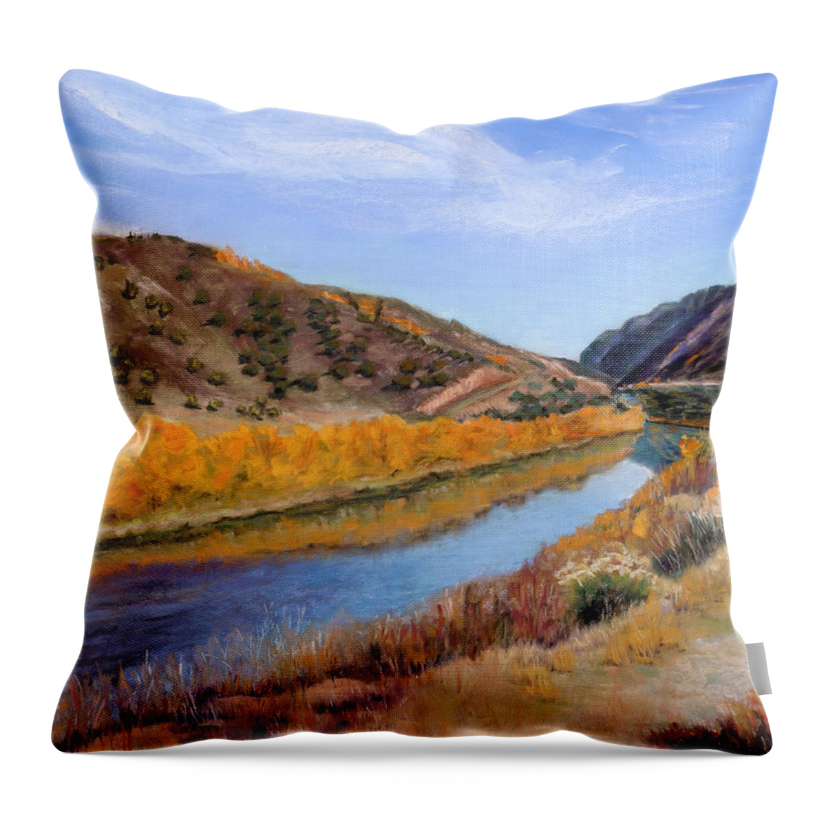 Taos Canyon Throw Pillow featuring the pastel Canyon View by Julie Maas