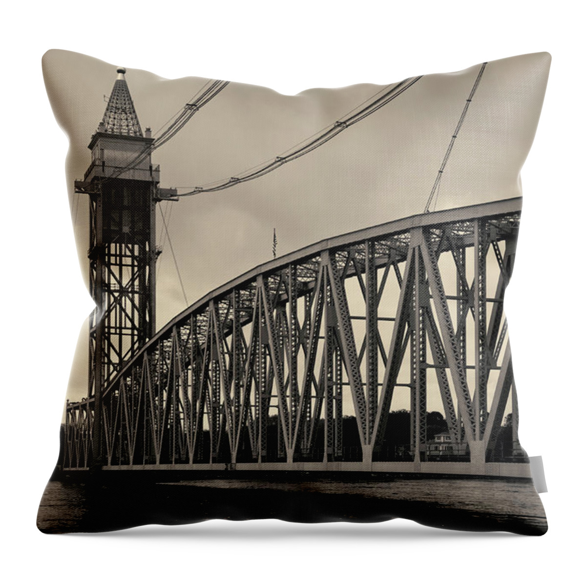 Cape Cod Throw Pillow featuring the photograph Cape Cod Railroad Bridge I Toned by David Gordon