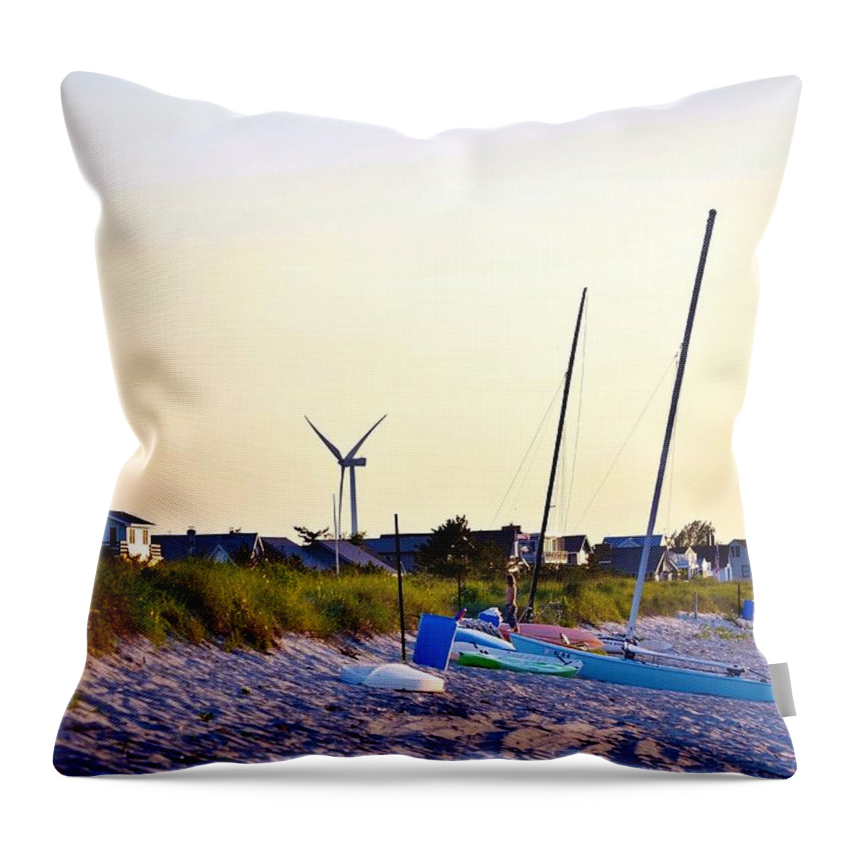 Sailboat Throw Pillow featuring the photograph Cape Henlopen Beach Scene by Kim Bemis
