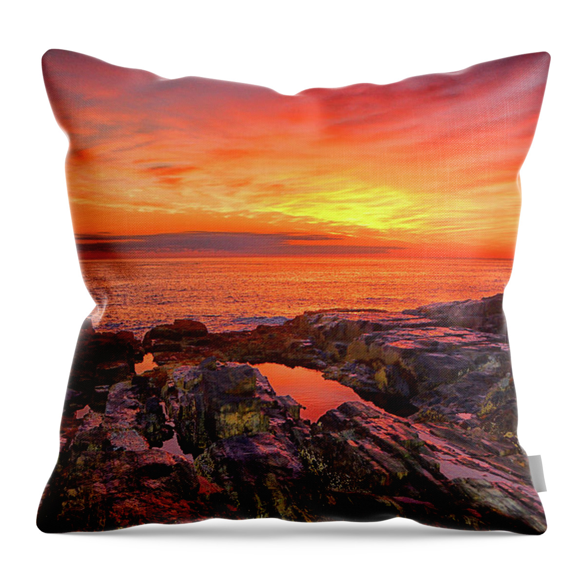 Cape Neddick Sunrise Throw Pillow featuring the photograph Cape Neddick Sunrise by Raymond Salani III