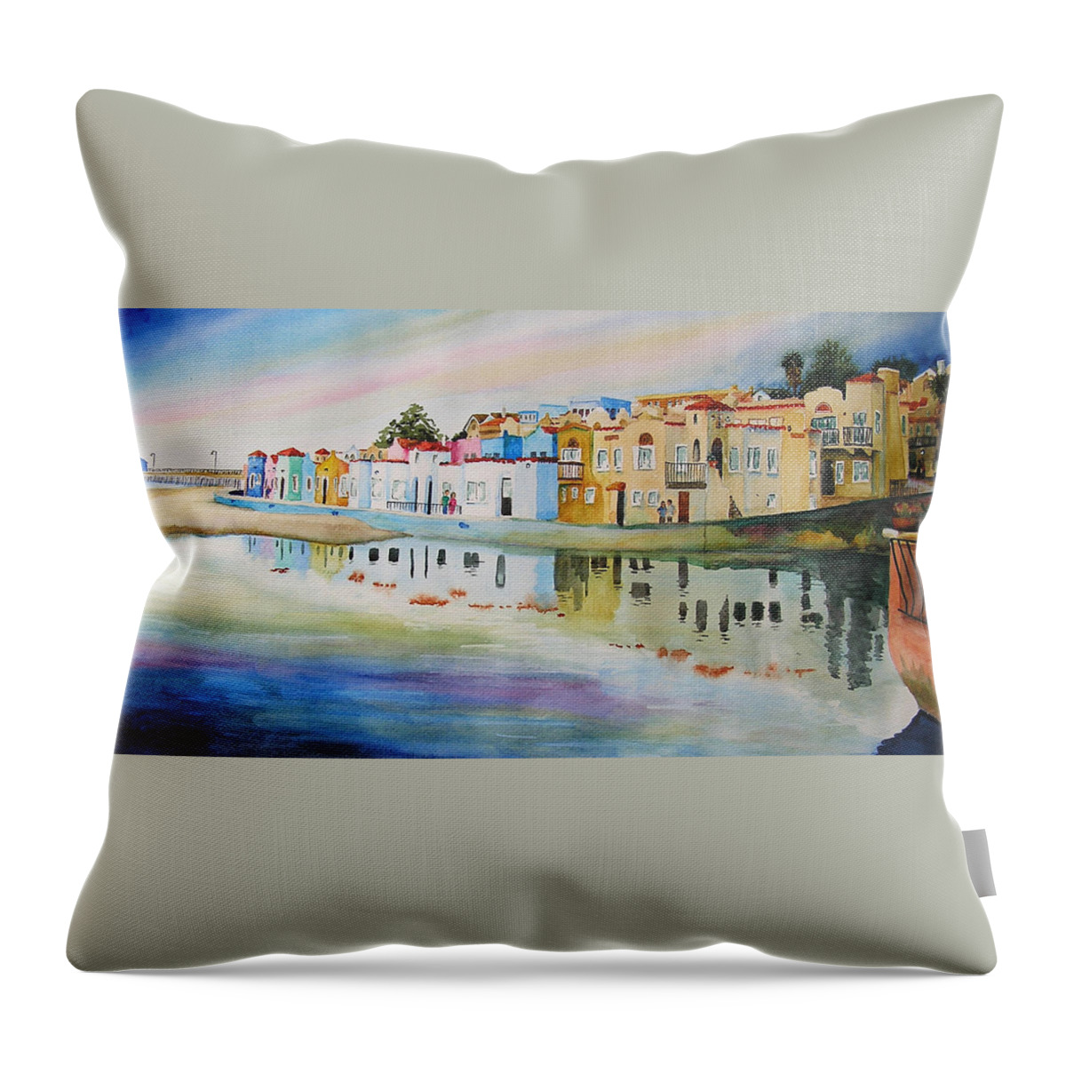 Capitola Throw Pillow featuring the painting Capitola by Karen Stark