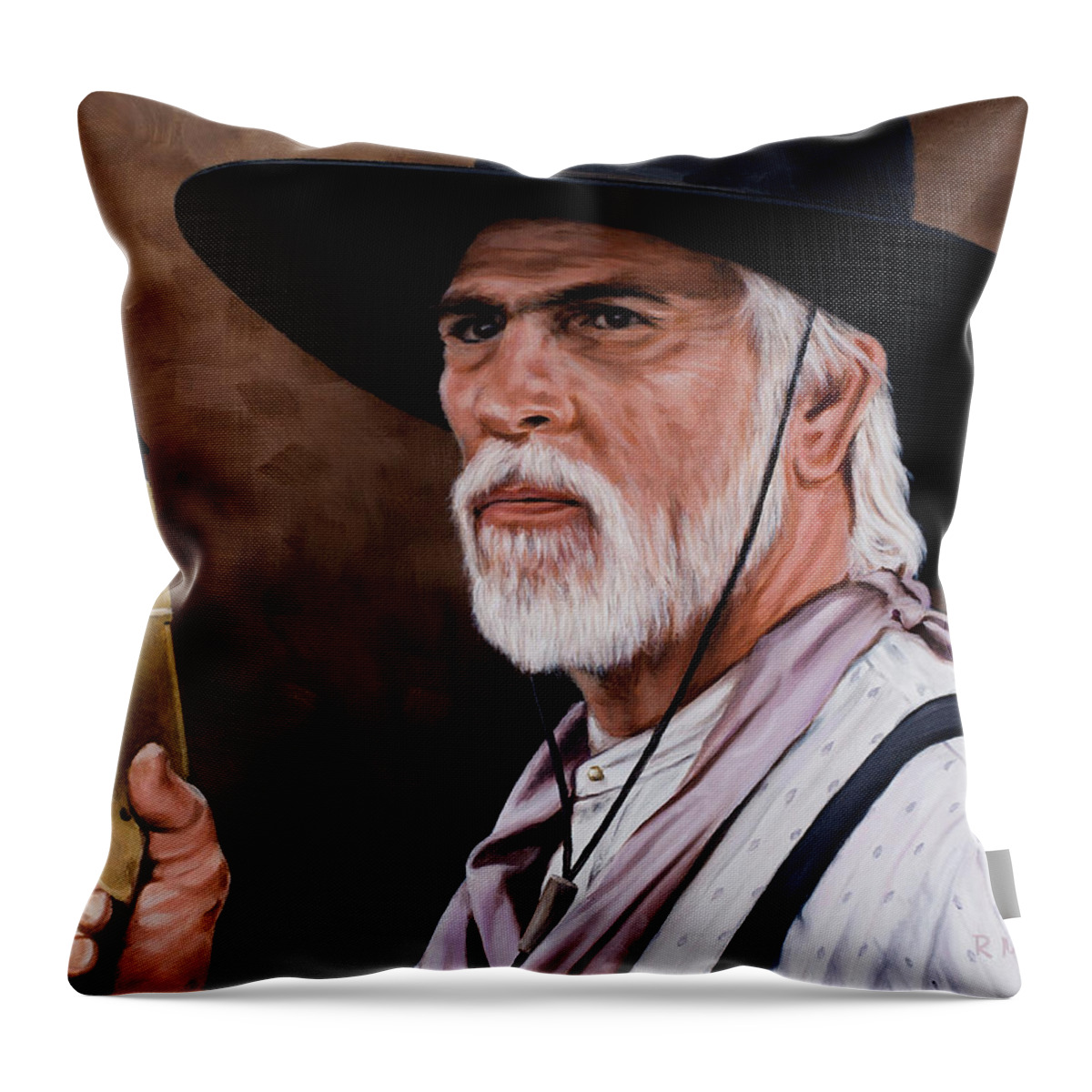 Lonesome Dove Throw Pillow featuring the painting Captain Woodrow F Call by Rick McKinney