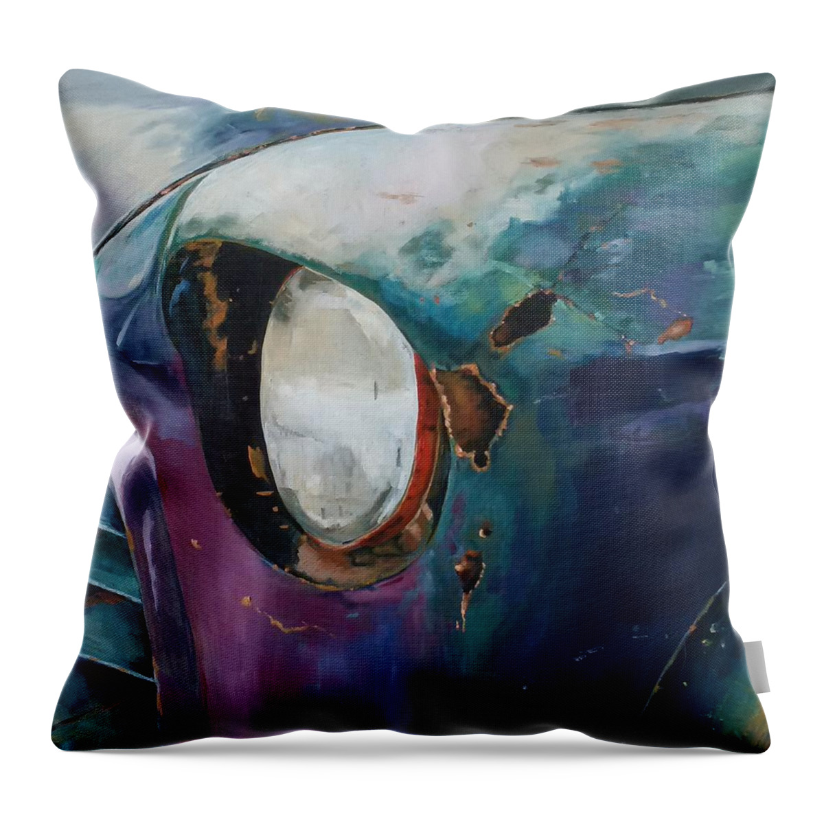Car Light Throw Pillow featuring the painting Been there, seen that by Sheila Romard