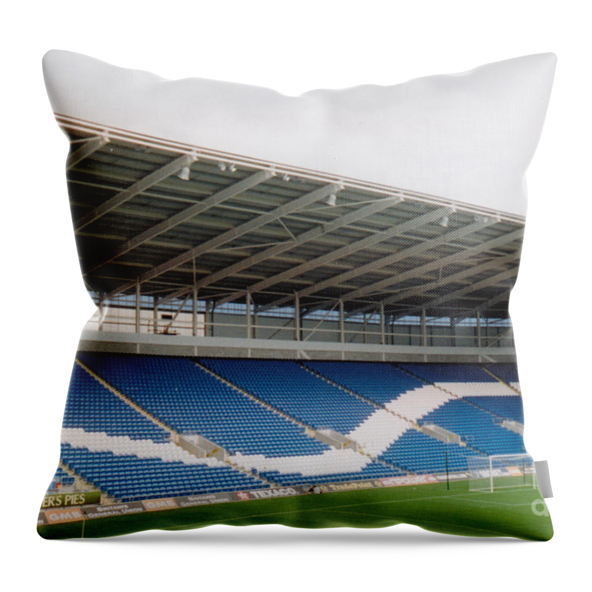 Cardiff City Throw Pillow featuring the photograph Cardiff - CIty Stadium - North Stand 1 - July 2010 by Legendary Football Grounds