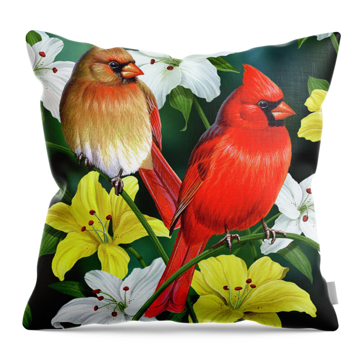 Cardinal Throw Pillow featuring the painting Cardinal Day 2 by JQ Licensing