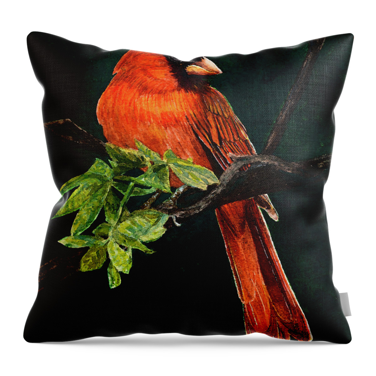 Bird Throw Pillow featuring the painting Cardinal by Douglas Castleman