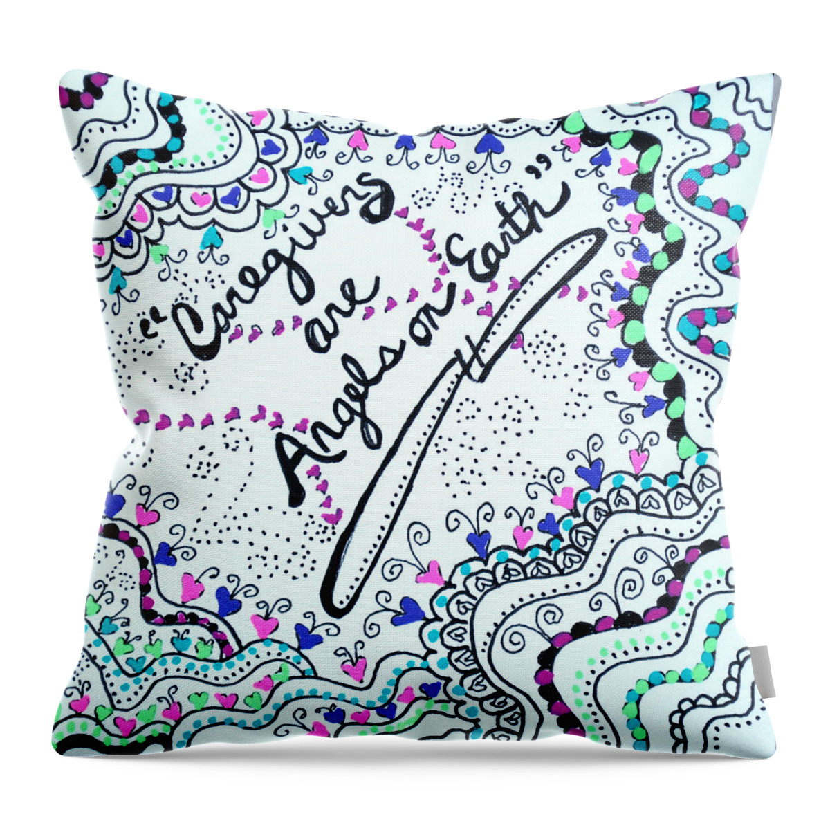 Caregiver Throw Pillow featuring the drawing Care Angel by Carole Brecht