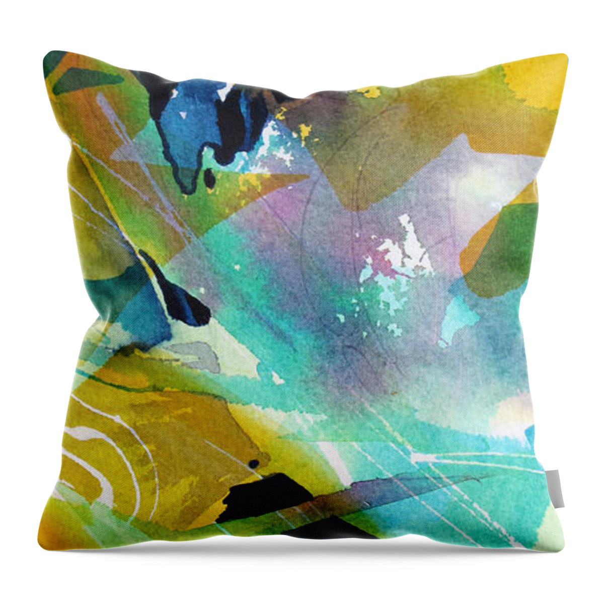 Abstract Throw Pillow featuring the painting Caribbean Rhythm by Rae Andrews