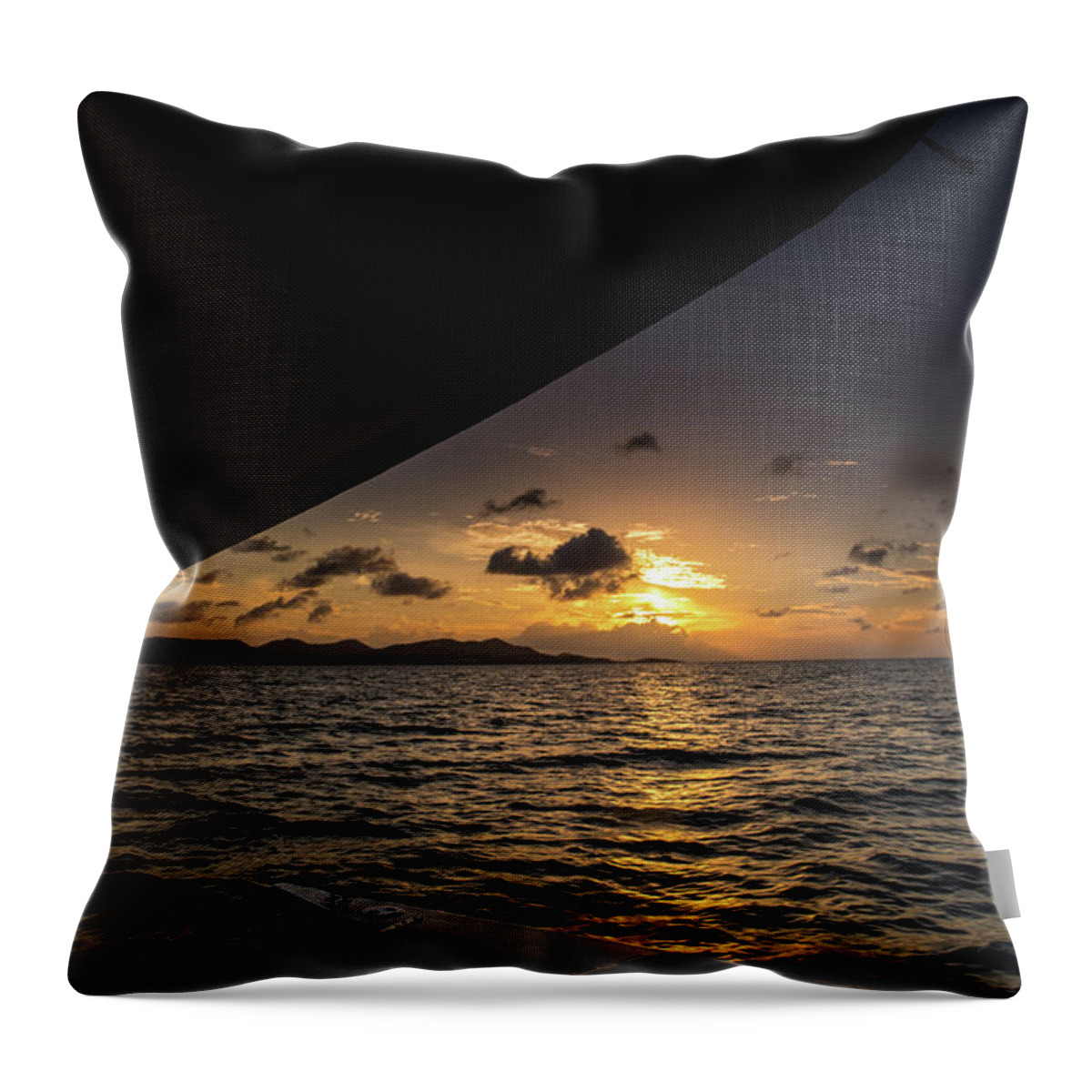 Sunset Throw Pillow featuring the photograph Caribbean sail St Croix by Greg Wyatt