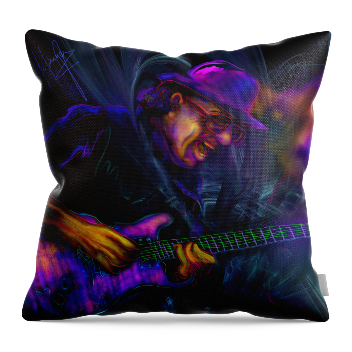 Carlos Santana Throw Pillow featuring the painting Carlos Santana by DC Langer