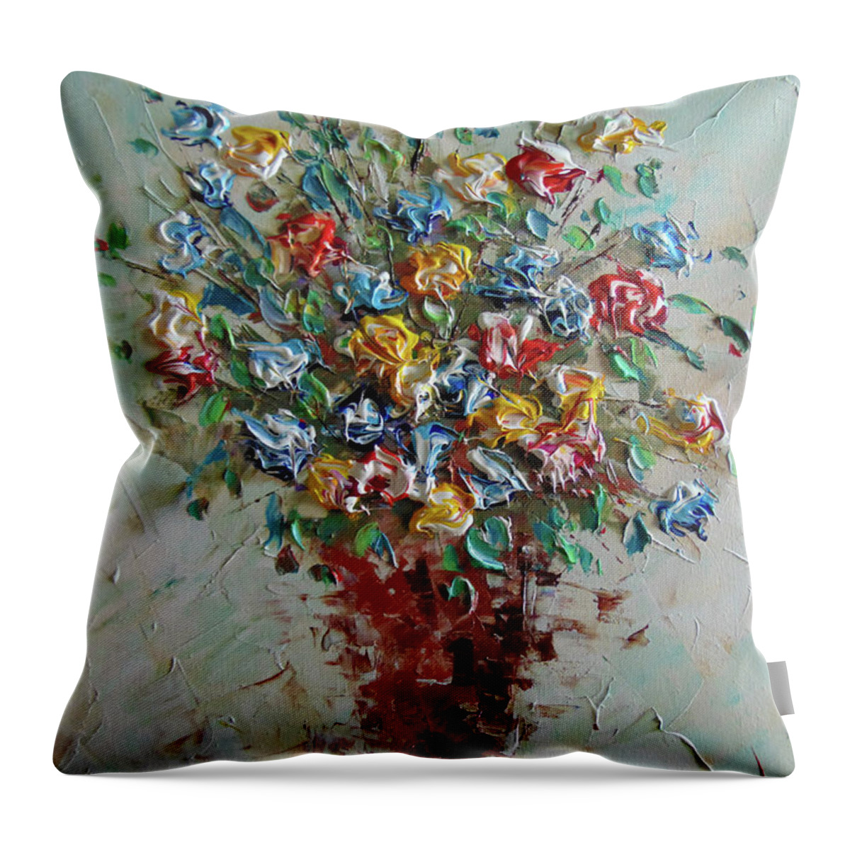 Frederic Payet Throw Pillow featuring the painting Carnations by Frederic Payet