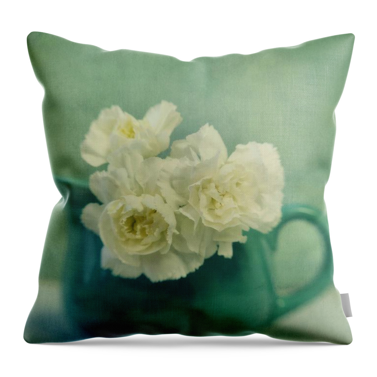 Carnation Throw Pillow featuring the photograph Carnations In A Jar by Priska Wettstein