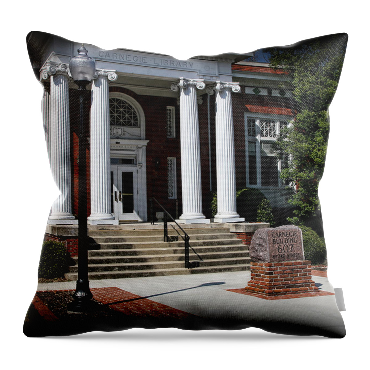 Carnegie Library Throw Pillow featuring the photograph Carnegie Library by Patricia Montgomery