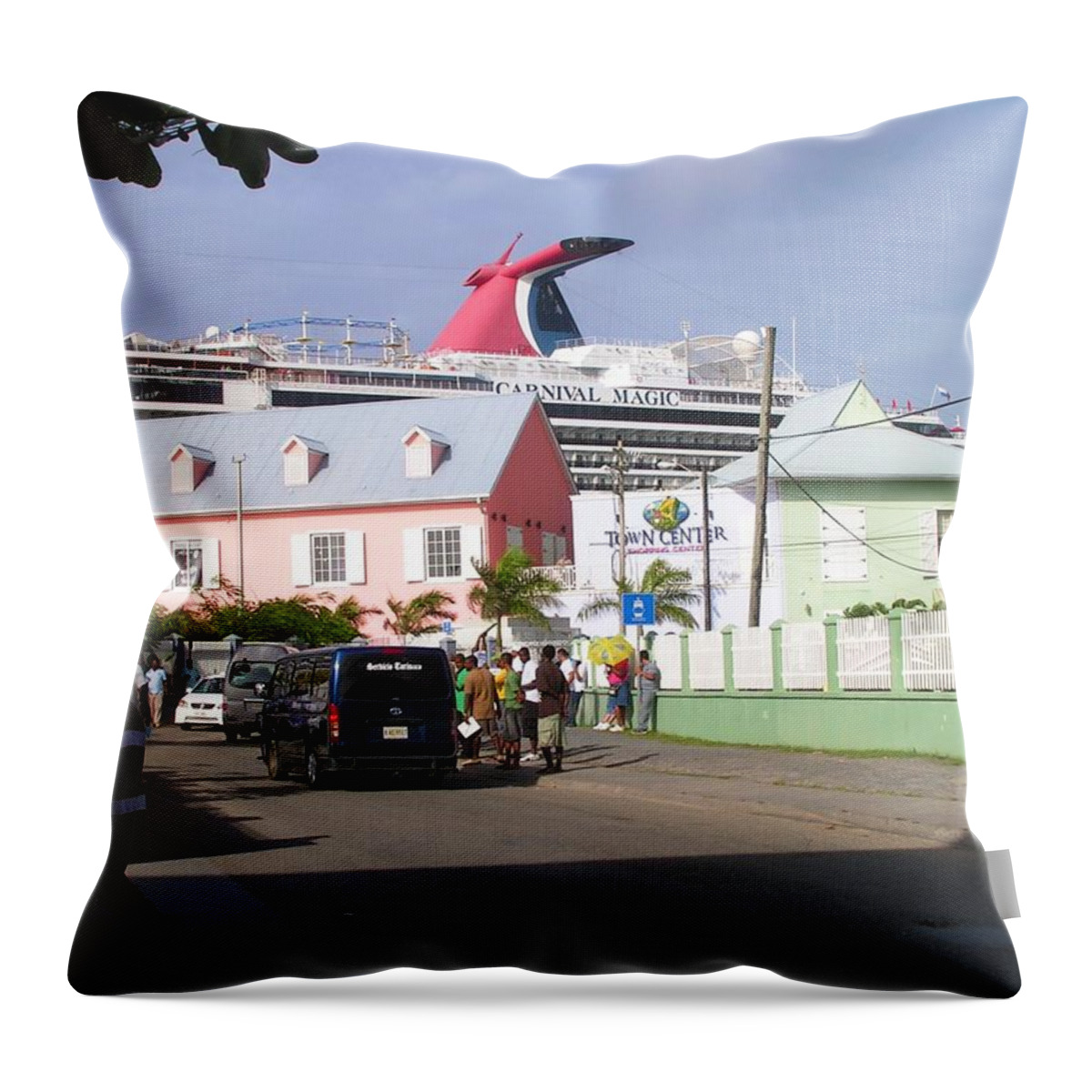  Throw Pillow featuring the painting Carnival in town by Annika Farmer