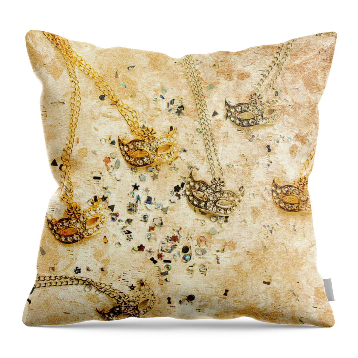 Carnival Throw Pillow featuring the photograph Carnival masquerade jewels by Jorgo Photography