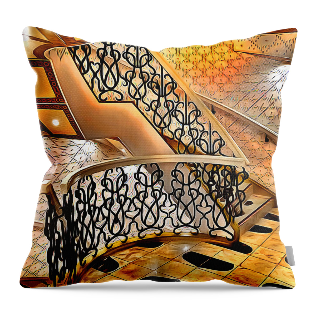 Carnival Pride Throw Pillow featuring the digital art Carnival Pride Stairs by Stephen Younts