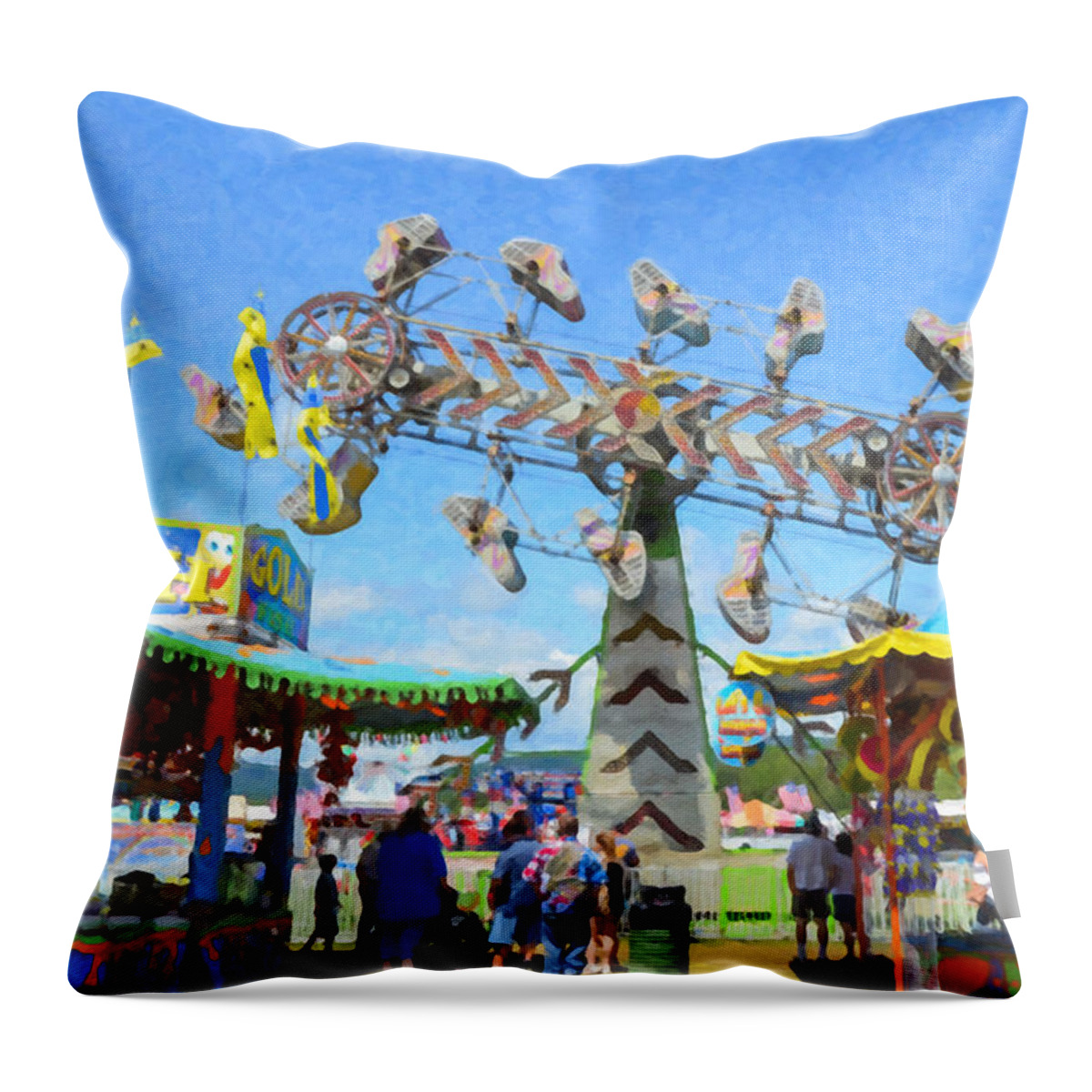 Carnival Zipper Throw Pillow featuring the painting Carnival Zipper by Jeelan Clark