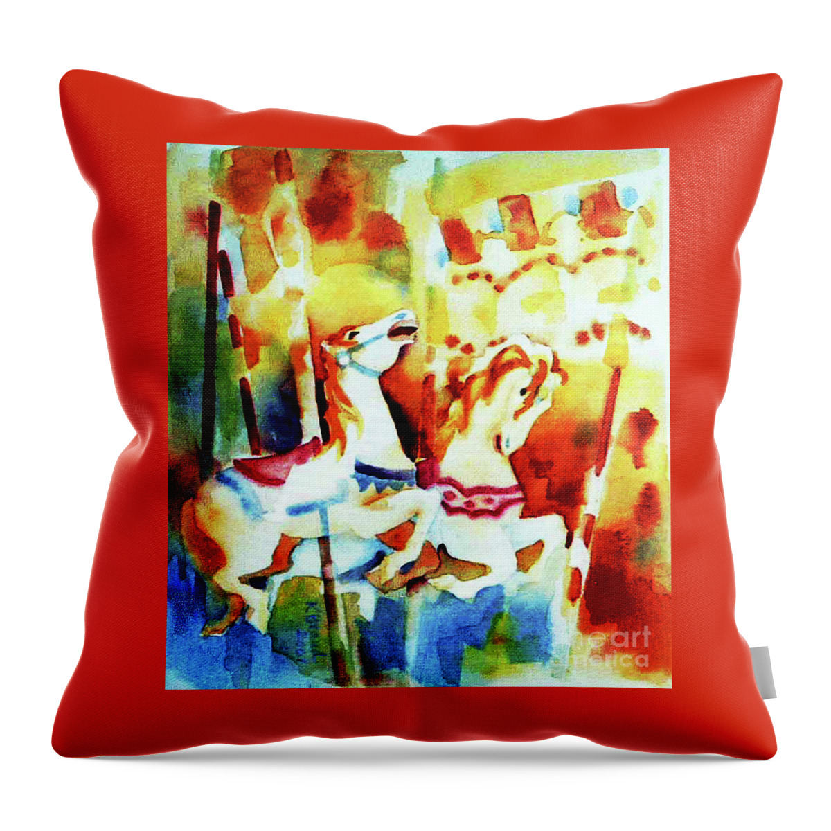 Paintings Throw Pillow featuring the painting Carousal 4 by Kathy Braud