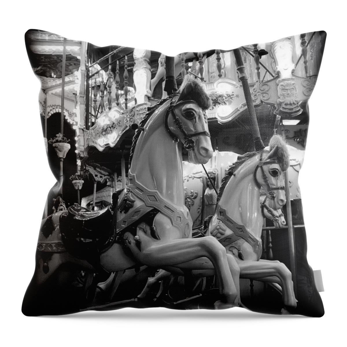 Carousel Throw Pillow featuring the photograph Carousel Horses No.2 by Tammy Wetzel